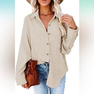 Women’s Corduroy Long sleeve Button Down Shirt oversized